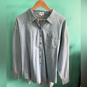 Women's Light Blue Button Down Shirt. One Wednesday & Jilly Box Colab